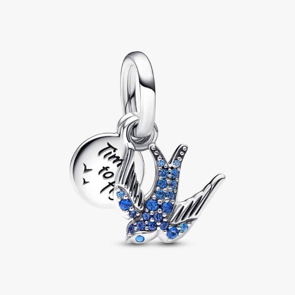Pandora Jewelry - Pandora Sparkling Swallow & Quote Double Dangle Charm